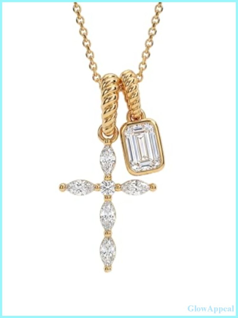14K Gold Plated Dainty Cross Pendant Necklace for Women